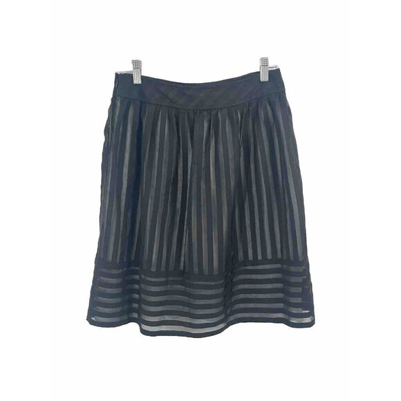 Cynthia Steffe Black Stripe Sheer Pencil Skirt Sz 6 Cotton Blend - Picture 1 of 5